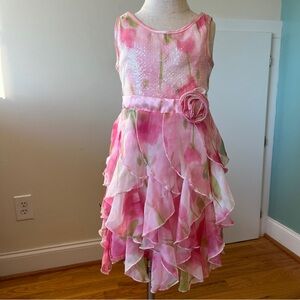 Pink Floral Kids Dress Sz 5